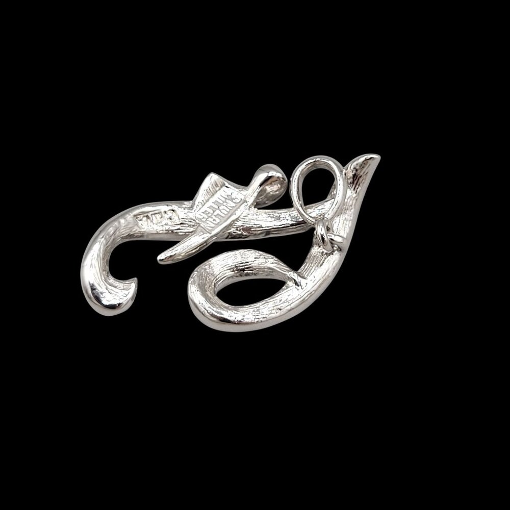 Vintage Nolan Miller Letter F Pendant Cursive Script Pave Set Crystals - Picture 4 of 7